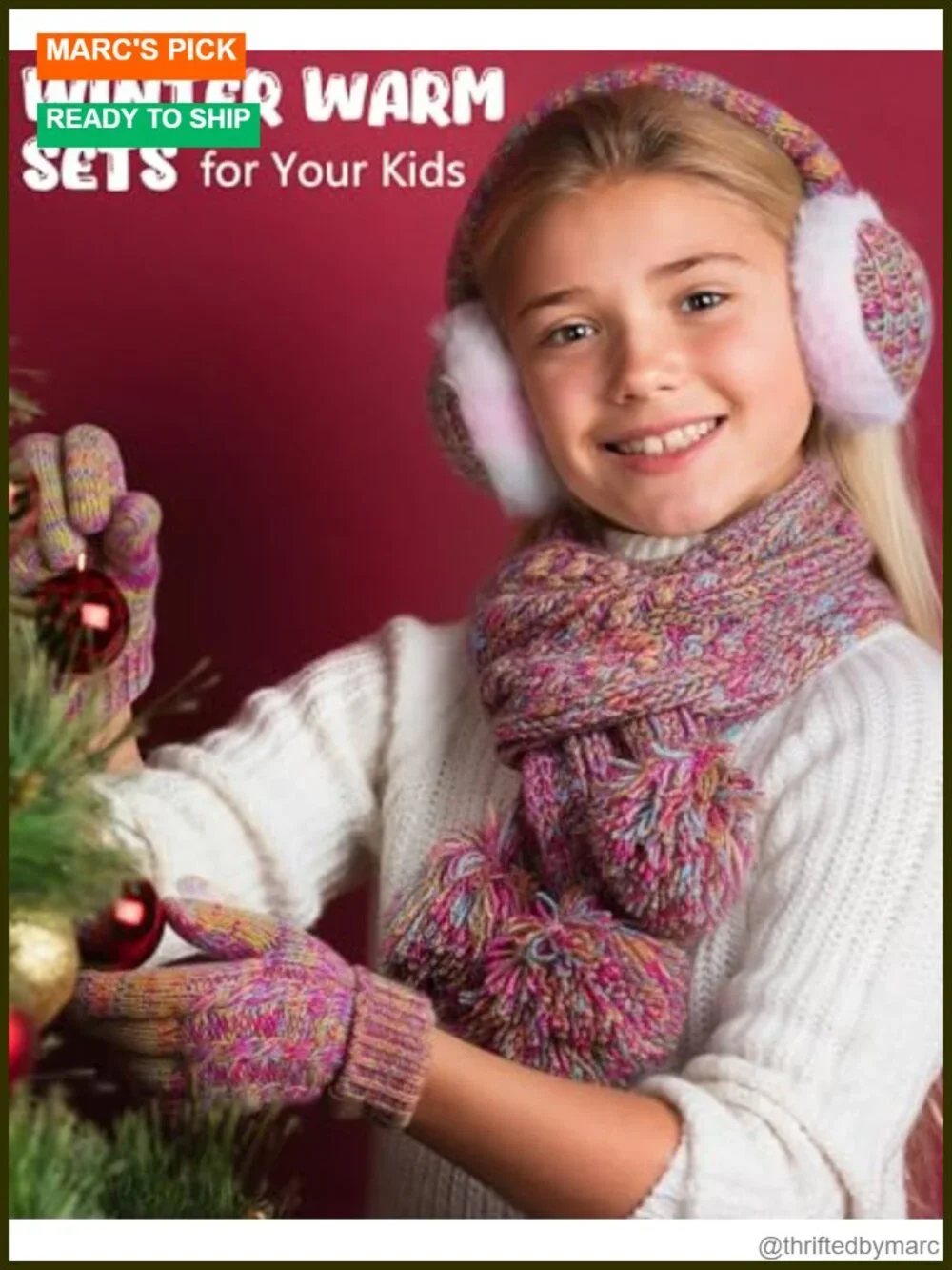 Kids Winter Hat Gloves Scarf Set, Thicken Warm Earmuff Neck Warmer